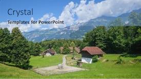  Presentation with alps - Presentation theme featuring image-of-an-idyllic-farmhouse background and a light blue colored foreground