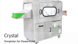  Presentation with industrial textile industry yarn spools - Audience pleasing slide set consisting of image of an industrial dishwasher backdrop and a white colored foreground