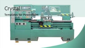  Presentation with industrial machine - Colorful slide set enhanced with lathe - image of an industrial machine backdrop and a seafoam green colored foreground