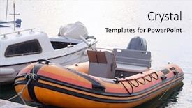  Presentation with motor - Amazing PPT layouts having image of an passenger motor boat backdrop and a sky blue colored foreground