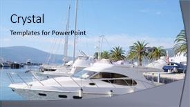  Presentation with motor - Amazing PPT layouts having image of an passenger motor boat backdrop and a light blue colored foreground