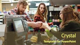  Presentation with credit card - Cool new slides with image of angry young man backdrop and a tawny brown colored foreground