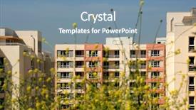  Presentation with apartment buildings - Beautiful PPT theme featuring image of apartment buildings backdrop and a seafoam green colored foreground