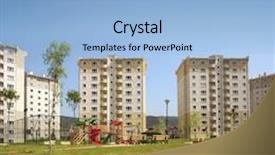  Presentation with apartment buildings - Beautiful slide set featuring image of apartment buildings backdrop and a light blue colored foreground