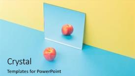  Presentation with blue yellow - Amazing theme having image of apple on blue backdrop and a  colored foreground