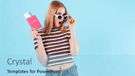  Presentation with passport - Slide set enhanced with image-of-astonished-girl background and a light blue colored foreground
