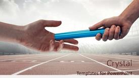  Presentation with sports event - Presentation design having image-of-athlete-s-hands background and a coral colored foreground