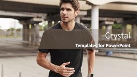  Presentation with smartwatch - Presentation theme having image-of-athletic-young-sportsman background and a violet colored foreground