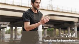  Presentation with city street - PPT theme consisting of image-of-athletic-young-sportsman background and a violet colored foreground