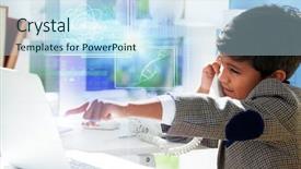  Presentation with atom - PPT theme consisting of image of atom and dna background and a sky blue colored foreground