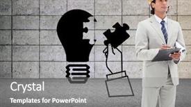  Presentation with taking notes - PPT theme featuring image of attractive architect taking background and a gray colored foreground