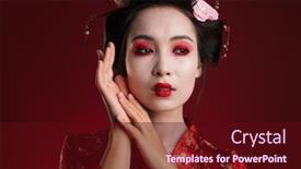  Presentation with kimono - PPT theme featuring image-of-attractive-asian-geisha background and a wine colored foreground