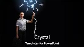  Presentation with dark - Presentation design consisting of image of attractive businesswoman against dark background background and a black colored foreground