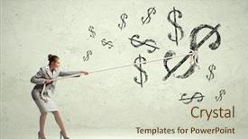  Presentation with eyes detection in an image - Amazing presentation having image of attractive businesswoman pulling backdrop and a soft green colored foreground