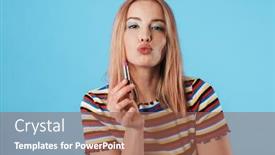  Presentation with lipstick kiss - Slide deck consisting of image-of-attractive-caucasian-girl background and a tawny brown colored foreground