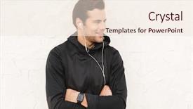  Presentation with black - Slide set featuring image of attractive sportsman 30s background and a  colored foreground