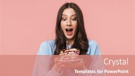  Presentation with pink birthday - Slide deck featuring image-of-attractive-young-woman background and a coral colored foreground