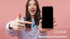  Presentation with long hair - Presentation design consisting of image-of-attractive-young-woman background and a coral colored foreground