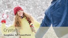  Presentation with snowball - Amazing presentation having image of attractive young woman flinging the snowball into her boyfriend backdrop and a soft green colored foreground