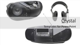  Presentation with audio - Slides featuring image of audio recorders and headphones under the white background background and a light gray colored foreground