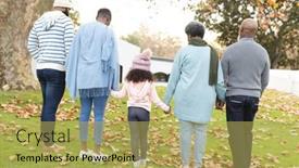  Presentation with extended family - Presentation theme with image-of-back-view background and a  colored foreground