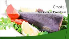  Presentation with pomegranate - Beautiful theme featuring image of baked salmon with salad and pomegranate backdrop and a white colored foreground