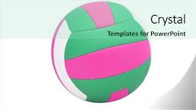  Presentation with volley - Colorful PPT layouts enhanced with image of ball isolated backdrop and a mint green colored foreground