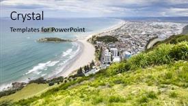  Presentation with maori new zealand native bush - Beautiful slides featuring image of bay of plenty backdrop and a light blue colored foreground