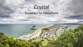  Presentation with lonely man new zealand tourists - Beautiful presentation featuring image of bay of plenty backdrop and a light gray colored foreground