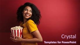  Presentation with popcorn - Beautiful presentation theme featuring image-of-beautiful-brunette-african backdrop and a tawny brown colored foreground