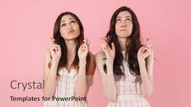  Presentation with good luck - Audience pleasing slides consisting of image-of-beautiful-cute-women backdrop and a coral colored foreground