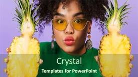  Presentation with african violet - Theme featuring image of beautiful emotional excited young pretty african woman isolated over violet background holding pineapple background and a forest green colored foreground