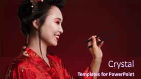  Presentation with kimono - PPT layouts enhanced with image-of-beautiful-geisha-woman background and a wine colored foreground