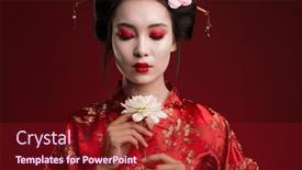  Presentation with traditional games - Cool new PPT layouts with image-of-beautiful-geisha-woman backdrop and a tawny brown colored foreground
