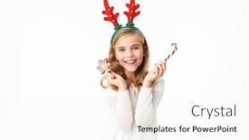  Presentation with antlers - Cool new presentation theme with image-of-beautiful-little-girl backdrop and a white colored foreground