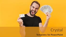  Presentation with basic - Colorful presentation enhanced with image-of-beautiful-man-wearing backdrop and a gold colored foreground