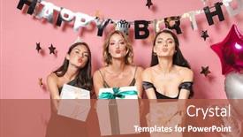  Presentation with pink birthday - Presentation design consisting of fancy dresses holding birthday background and a red colored foreground