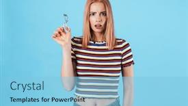  Presentation with eyelashes - PPT theme consisting of image-of-beautiful-shocked-woman background and a light blue colored foreground
