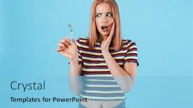  Presentation with eyelashes - Slide set having image-of-beautiful-shocked-woman background and a light blue colored foreground
