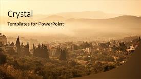  Presentation with beautiful houses - Presentation theme having image of beautiful village background and a blonde colored foreground