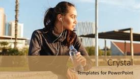  Presentation with water sports - Beautiful presentation theme featuring listening music with earphones drinking backdrop and a coral colored foreground