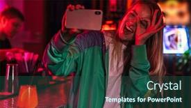  Presentation with lightening - Amazing slide set having image-of-beautiful-young-caucasian backdrop and a ocean colored foreground