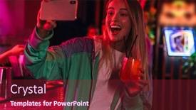  Presentation with lightening - Slide set with image-of-beautiful-young-caucasian background and a violet colored foreground