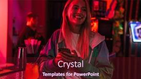  Presentation with lightening - Cool new PPT theme with image-of-beautiful-young-caucasian backdrop and a tawny brown colored foreground