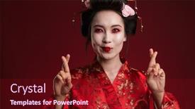  Presentation with kimono - Colorful theme enhanced with image-of-beautiful-young-geisha backdrop and a wine colored foreground