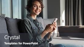  Presentation with living room - Presentation design with image-of-beautiful-young-joyful and a dark gray colored foreground