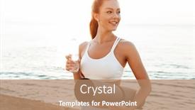  Presentation with workout - Presentation theme consisting of image-of-beautiful-young-woman background and a coral colored foreground