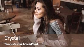  Presentation with long island ny - PPT theme having image of beautiful young woman background and a tawny brown colored foreground