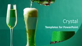  Presentation with irish - PPT theme having image-of-beer-and-champagne background and a ocean colored foreground