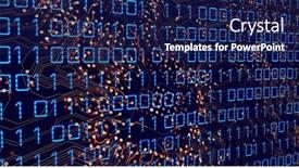  Presentation with circuit - Slide deck with image-of-binary-code-over background and a navy blue colored foreground